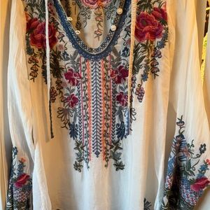 Johnny Was Multicolor Embroidered Blouse